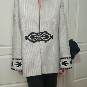 Elegant Black/White/Blue Women's Jacket